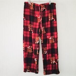 Rudolph pajama pants fleece buffalo check